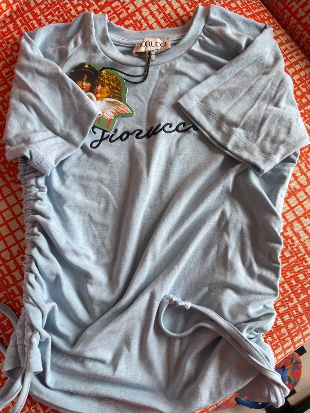 Fiorucci Squiggle Logo Ruched T-Shirt